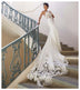 Women’s Wedding Mermaid Elegant Dress Lace V Neck Open Back 