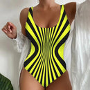Women's swimsuit one-piece elegant striped printed