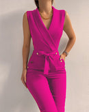Women's Jumpsuit Elegant Slim Fit Sexy Sleeveless Lace Up Pocket