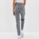 Women's jeans cargo high-waisted, pockets, slim straight jeans, casual