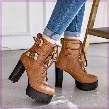 Women's short boots Chelsea leather elegant high heel round toe