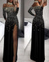 Women's Wedding Jumpsuit Elegant Shiny Party Mesh V Neck Slim