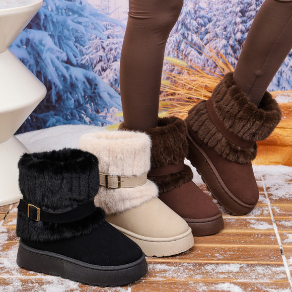Women's Ankle Boots elegant Plus Size Snow Fleece Lined Warm Non-Slip