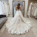 Women’s Wedding Dress Elegant Strapless Lace Tulle A Line Bridal Ball Gown