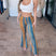 Women's High Elastic Flared Bodycon Pants Slim Sexy Printed Trousers