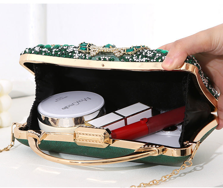 Women's clutch square bag sequined handmade diamond luxury