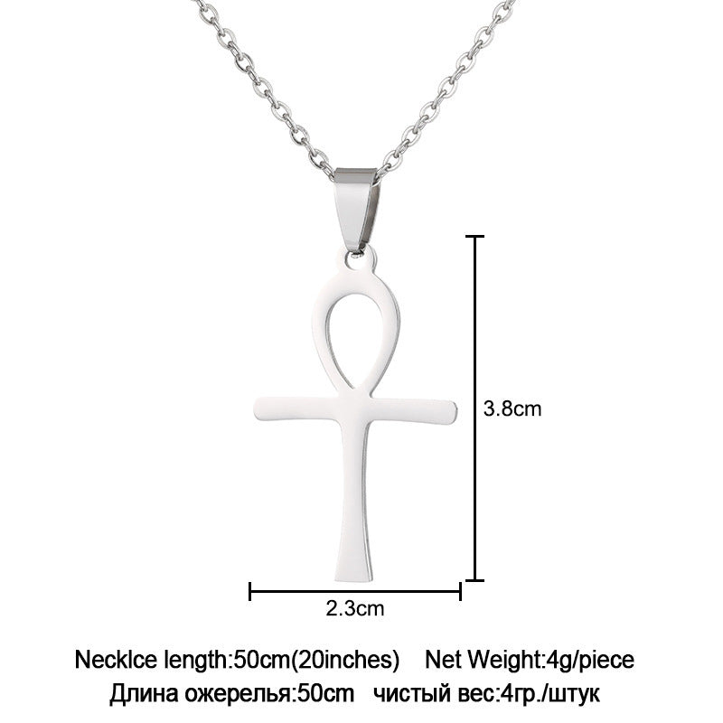 Collier élégant pendentif croix en acier inoxydable unisexe