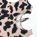 Women's swimsuit one-piece elegant ribbed cutout cow print