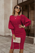 Women's dress elegant lantern sleeves trendy solid color