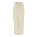Women's maxi skirt PU leather elegant straight split high waist