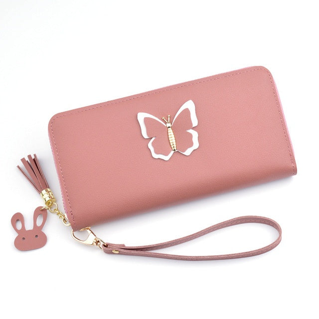 Women's long wallet PU leather elegant Zipped Coin Purse