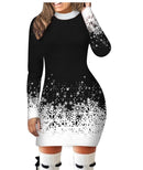 Women's dress elegant long sleeve Christmas print