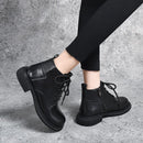 Women's Ankle Boots elegant Soft Leather Waterproof Platform Round Head