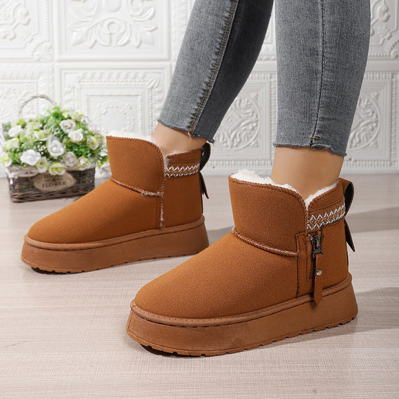 Women’s Ankle Boots Elegant Snow Side Zipper Thick Sole Height Increase