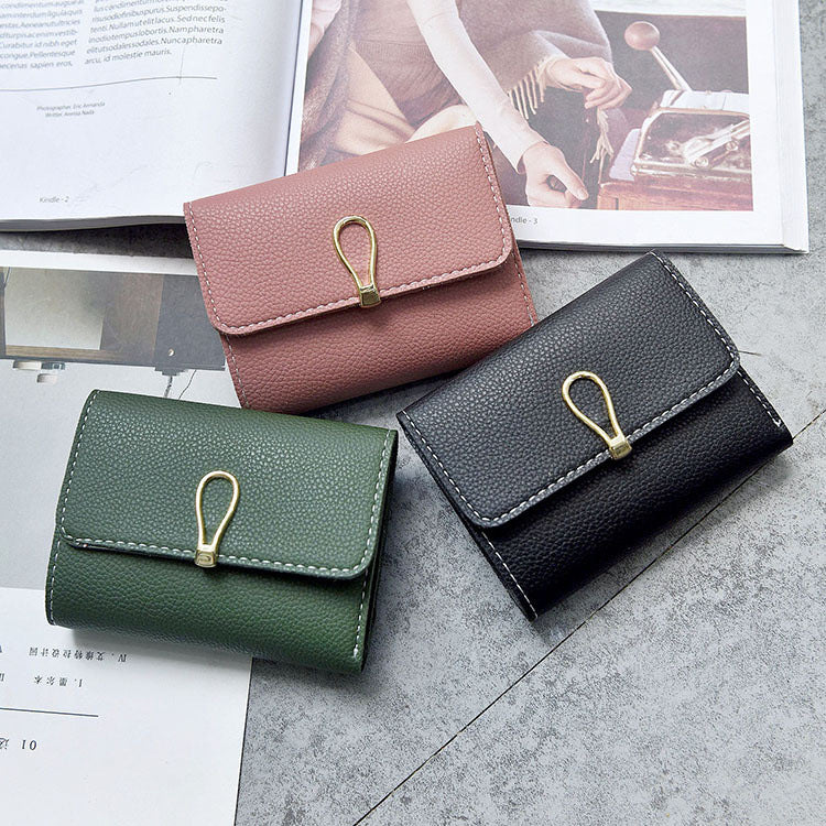 Women's mini coin purse soft leather three folding card holders