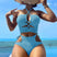 Women's swimsuit one-piece elegant tight split drawstring