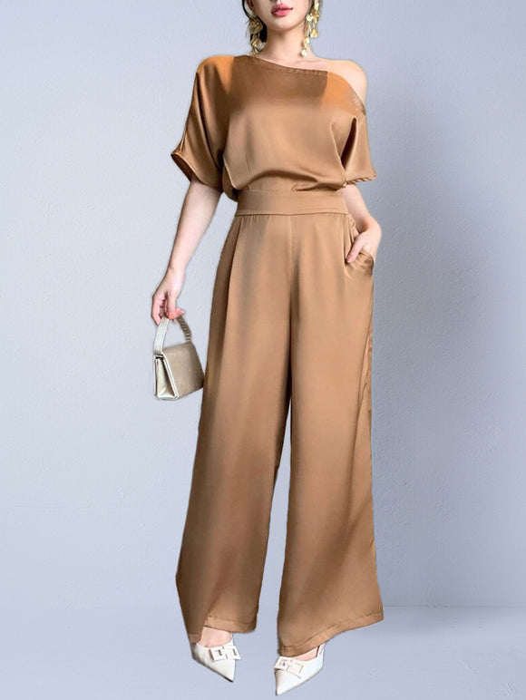 Women's Jumpsuit Elegant Asymmetrical Silky Fit Party Wear