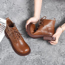Women's Ankle Boots elegant Soft Leather Waterproof Platform Round Head-7