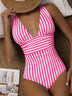 Women's swimwear one-piece elegant striped