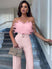 Women’s Jumpsuit Ceremony Elegant Feather Tube Top  Wide Leg Pants