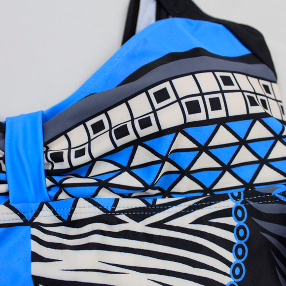 Women's swimsuit one-piece elegant strap retro printed