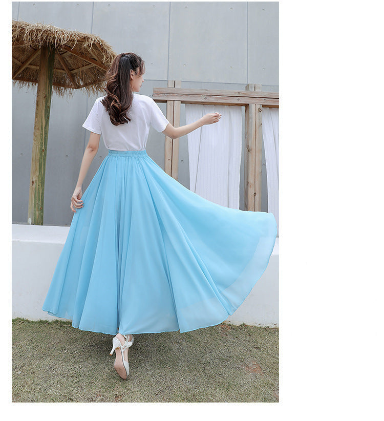 Women's long skirt dance elegant chiffon