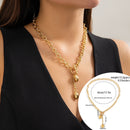 Women's Necklace thick with shiny lock and key pendant accessories