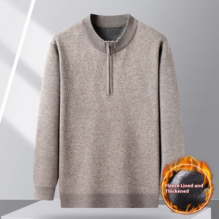 Men's Sweater Pullover Elegant Warm Zipper Loose Casual Long Sleeves
