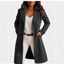 Women's Elegant Mid Length Wool Coat for Autumn Winter-3