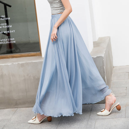 Women's long skirt elegant chiffon princess pleats