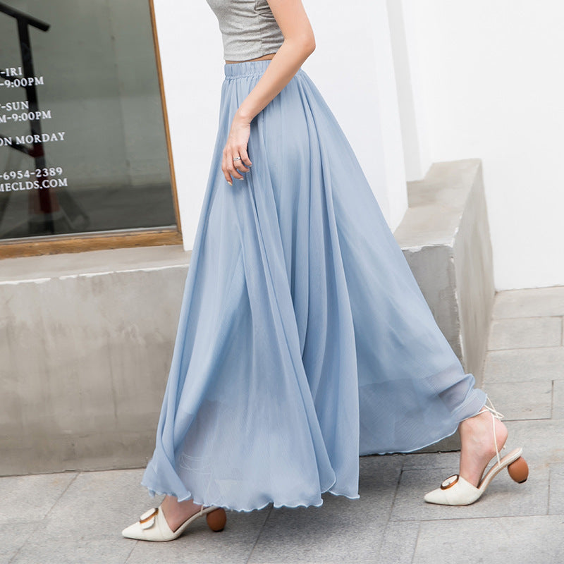 Women's long skirt elegant chiffon princess pleats