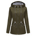 Women's jacket hooded waterproof elegant windbreaker zipper