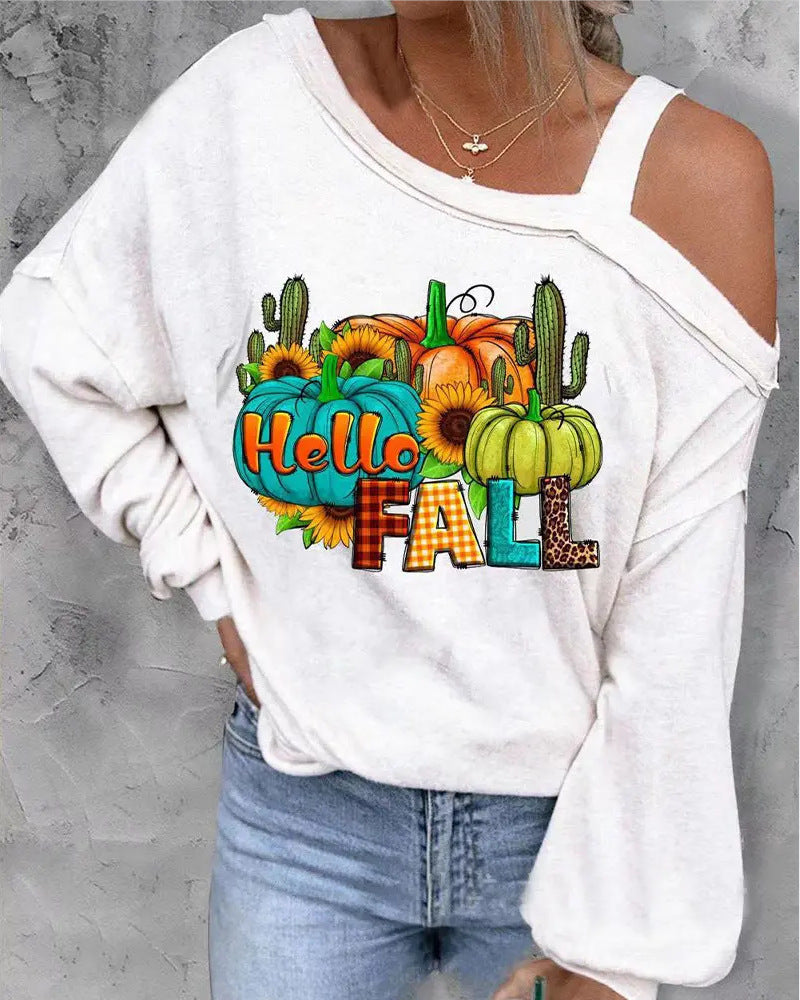 Women's sweater Christmas pumpkin print elegant