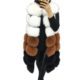 Women's Vest Coat in fox fur with square panels elegant long and warm