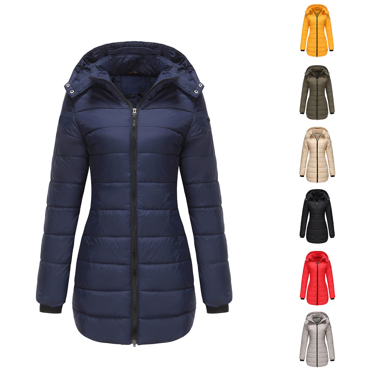 Women's jacket padded waterproof cotton hooded long sleeves zipper