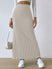 Women's spring long skirt, side slit, slim fit, knitted skirt, casual