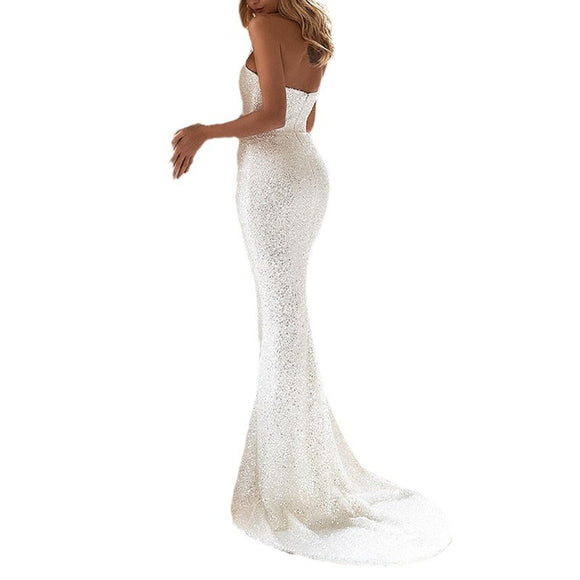 Sexy Mermaid Wedding Dress Sequins Elegant Slim Fit Fashion