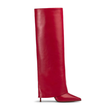 Acheter super-migration-rouge Bottes pour femmes à talons aiguilles collants élégants bout pointu hautes grandes tailles