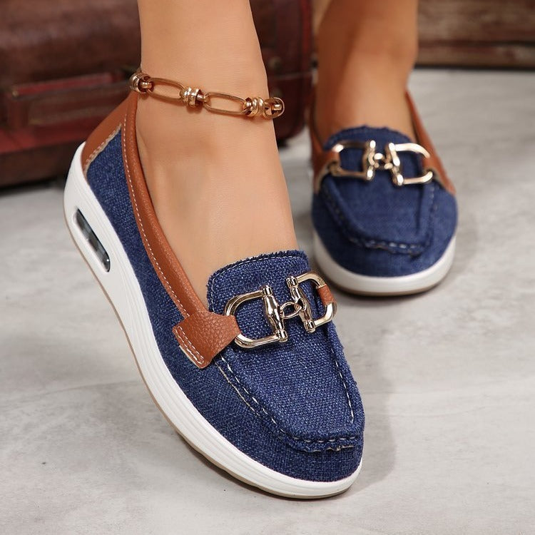 Women's shoes moccasin with wedge heels with soft soles elegant