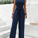 Women's Jumpsuit Elegant V Neck Sleeveless Twisted Wide Leg One Piece