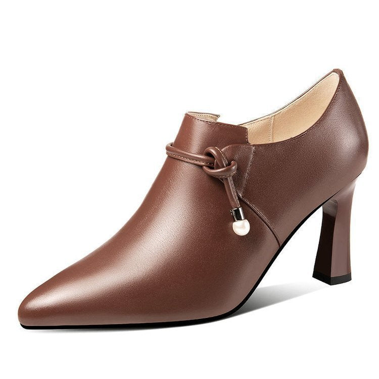 Women Shoes pointed mid heel elegant, side zipper confortable