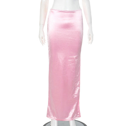 Women's maxi skirt  satin  elegant high waisted side slit