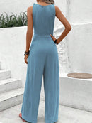 Women's Jumpsuit Elegant V Neck Sleeveless Twisted Wide Leg One Piece