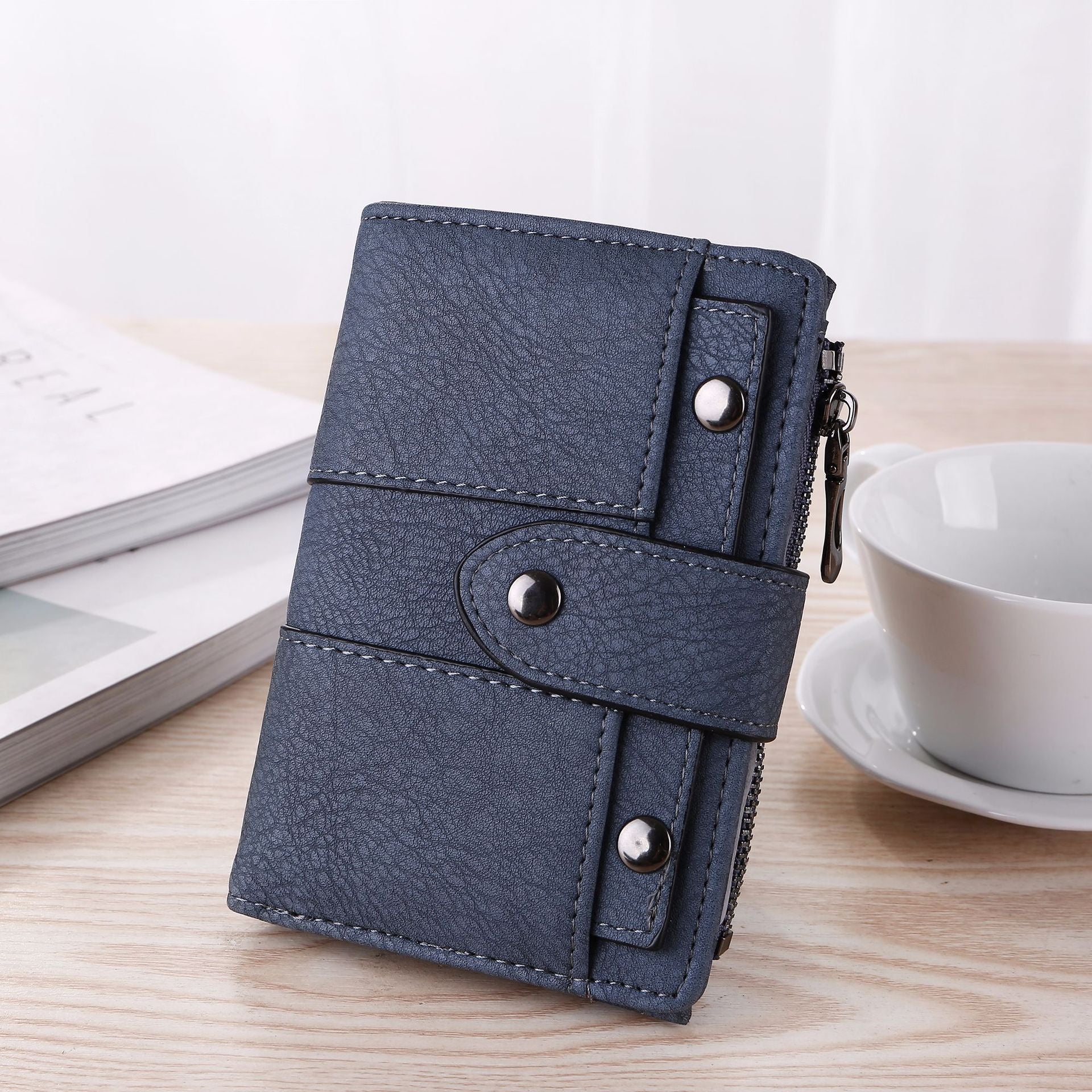 Women's short wallet elegant retro three-fold wallet