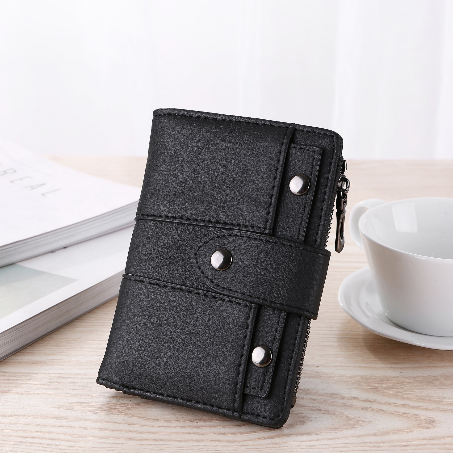 Women's short wallet elegant retro three-fold wallet