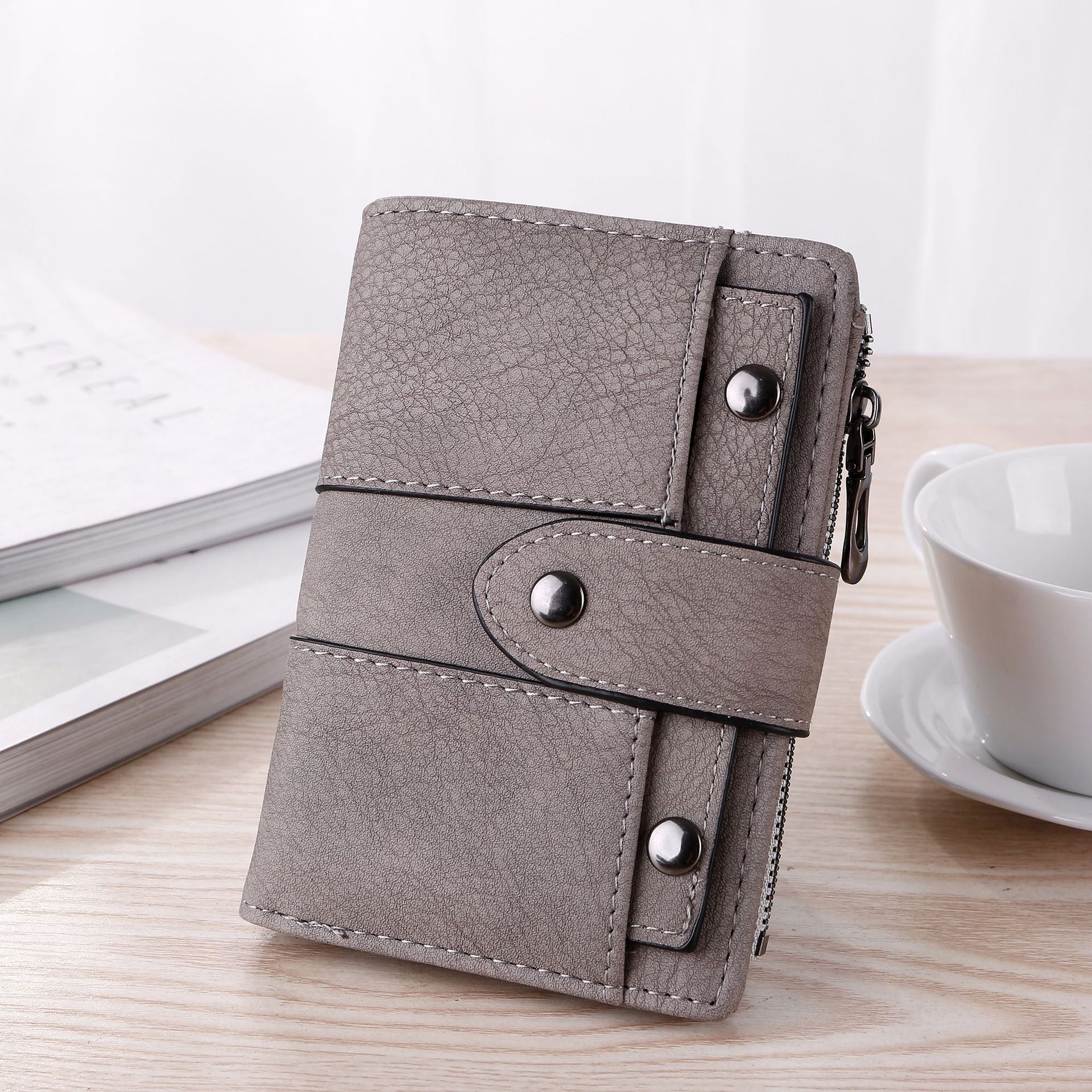 Women's short wallet elegant retro three-fold wallet