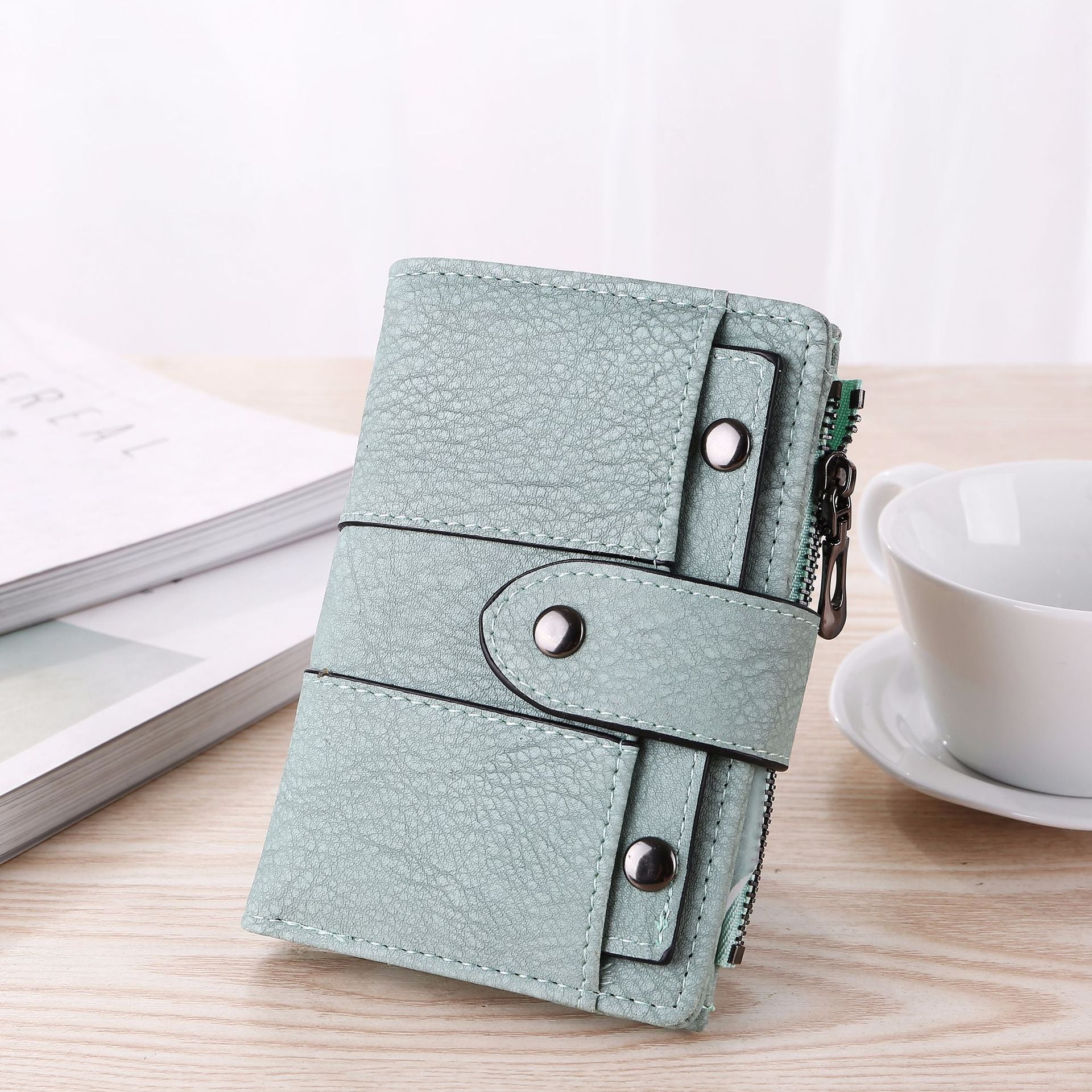 Women's short wallet elegant retro three-fold wallet