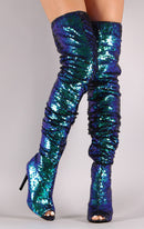 Women's Boots long high heels stiletto sequins elegant with fish mouth