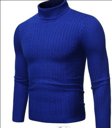 Comprar azul-zafiro Suéter de punto informal retro con flores retorcidas cuello alto