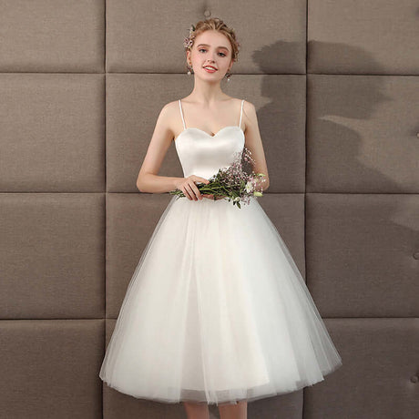 Olivia Princess Light Wedding Dress Mid Length with Straps Open Back
